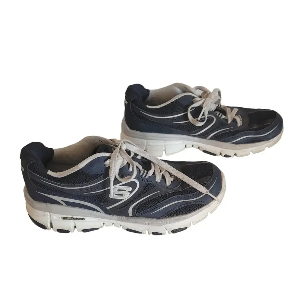 Skechers Women's Size 7.5 Navy Blue Lace-up Sports Sneakers Running Shoes